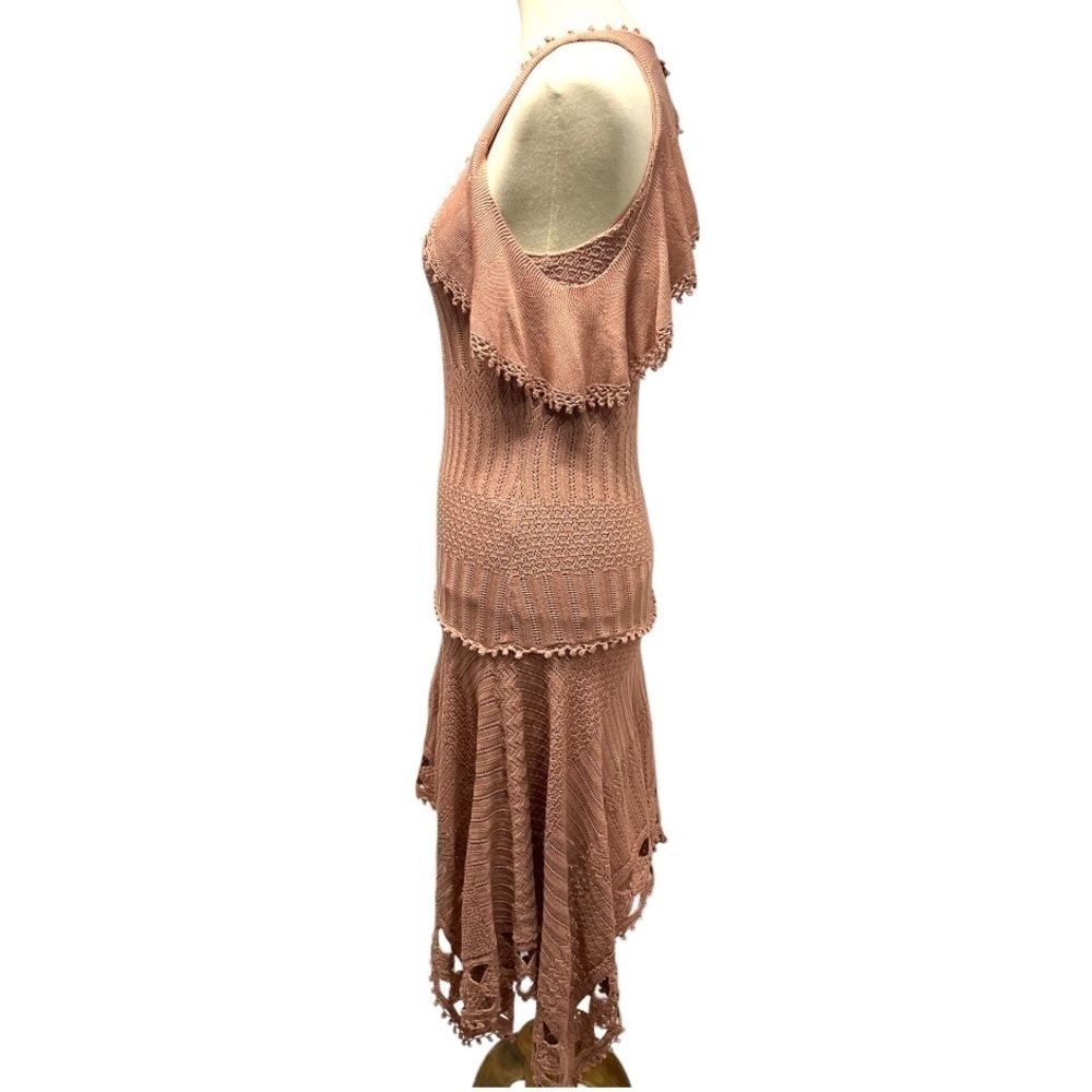 Jonathan Simkhai For Intermix Blush Crochet Handkerchief Hem Blush Dress - Picture 9 of 16